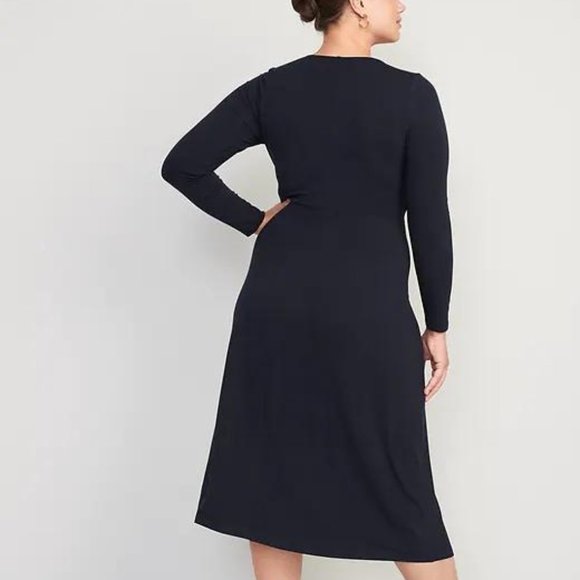 Old Navy Fit & Flare Twist-Front Cutout Midi Dress for Women New - Picture 7 of 7